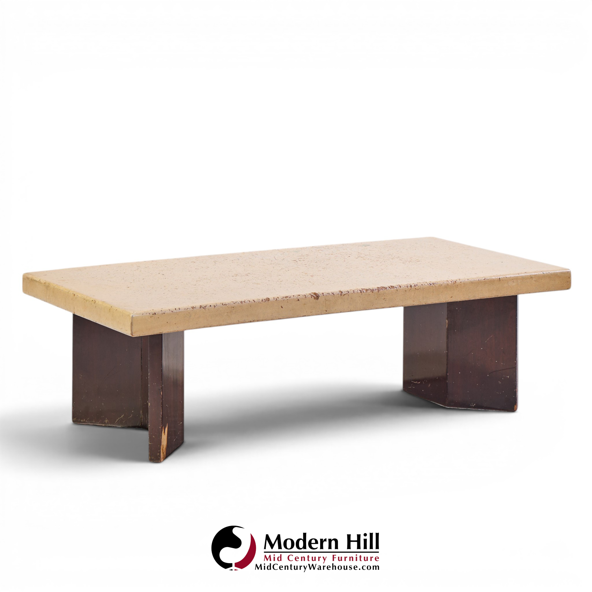 paul frankl for johnson furniture mid century mahogany and cork coffee table