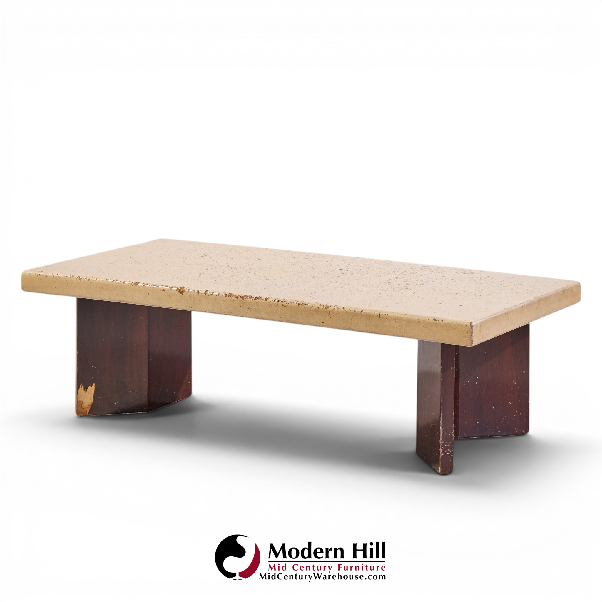 paul frankl for johnson furniture mid century mahogany and cork coffee table