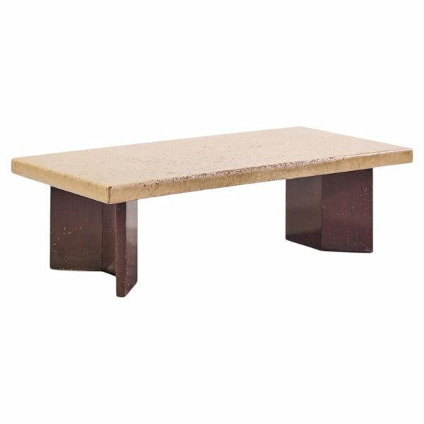 paul frankl for johnson furniture mid century mahogany and cork coffee table