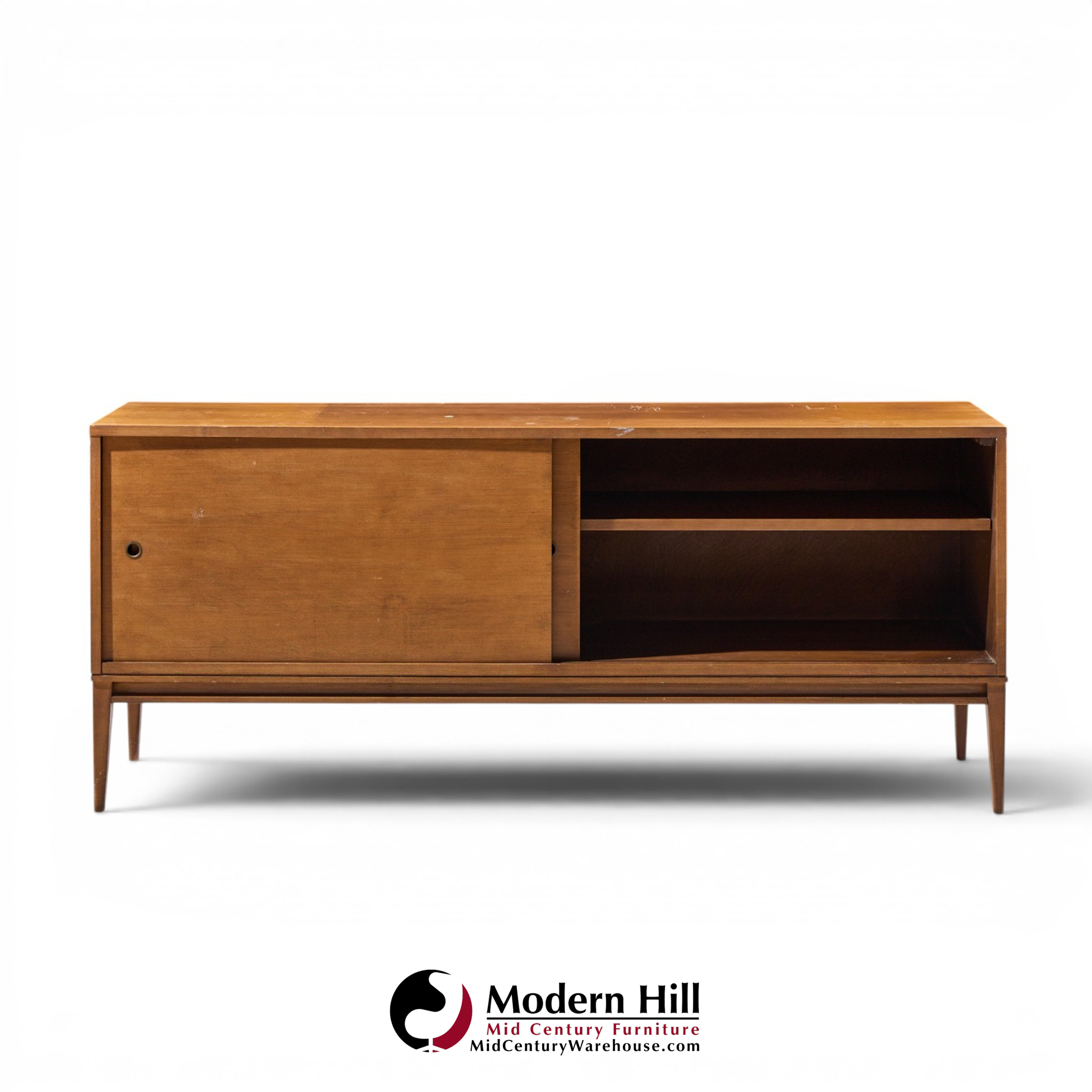 paul mccobb for planner group mid century maple sliding door credenza