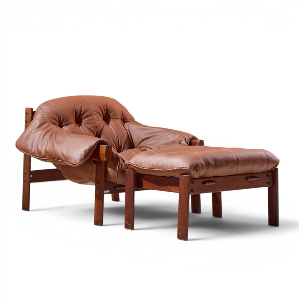 percival lafer mp41 mid century brazilian leather lounge chair and ottoman
