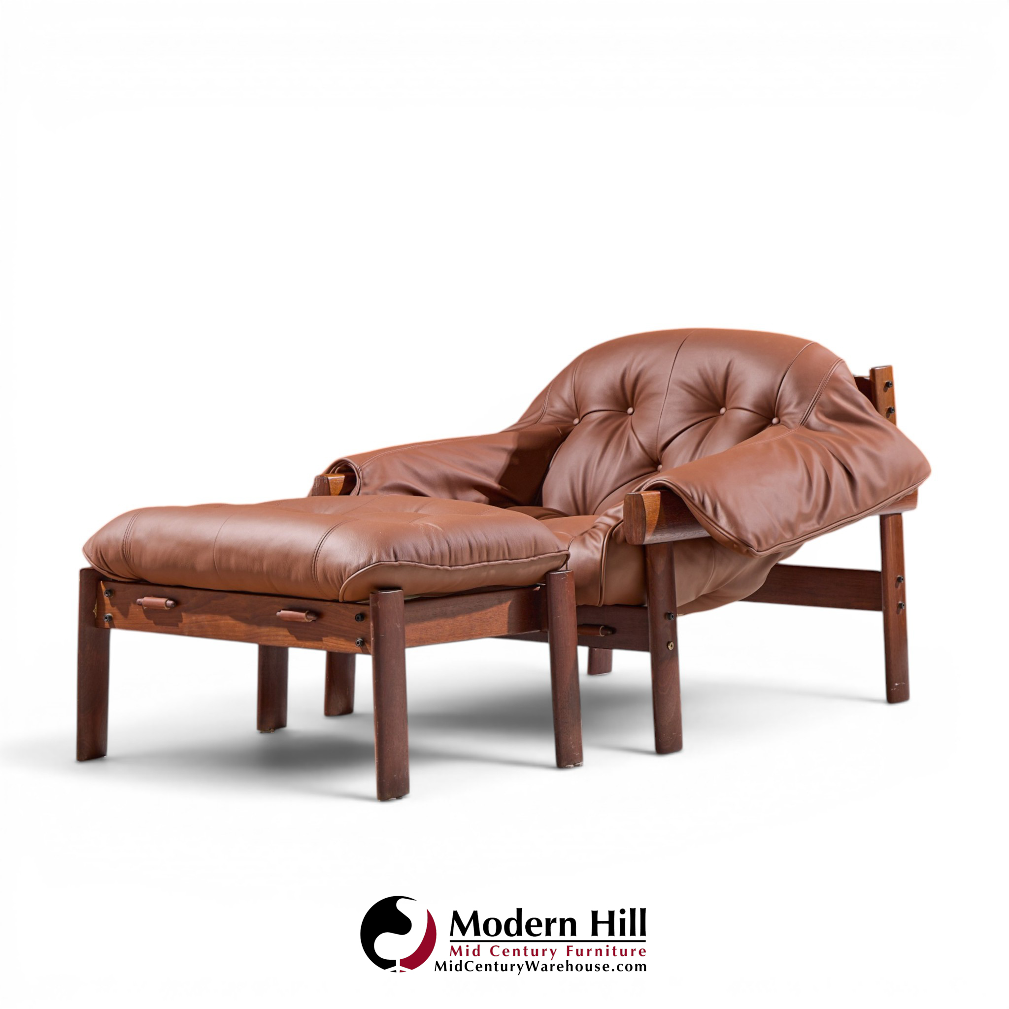 percival lafer mp41 mid century brazilian leather lounge chair and ottoman