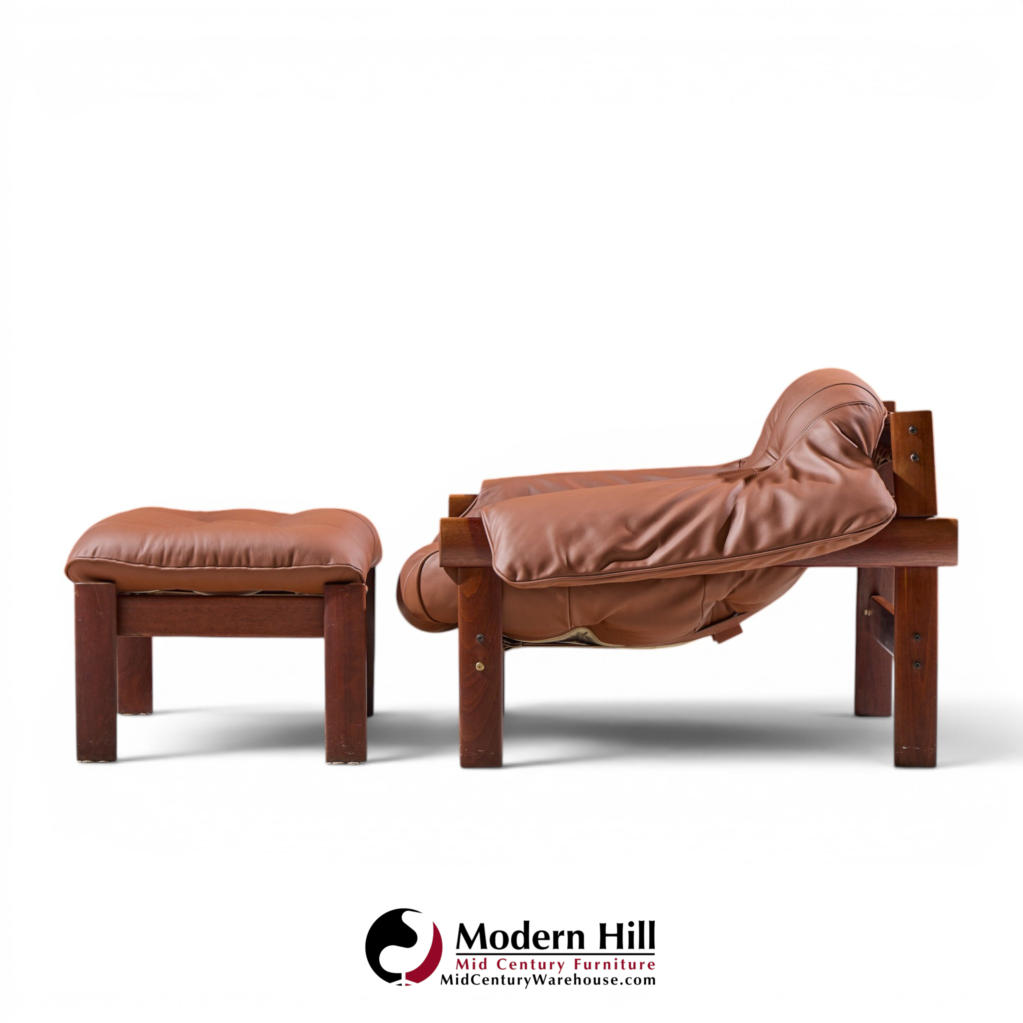 percival lafer mp41 mid century brazilian leather lounge chair and ottoman