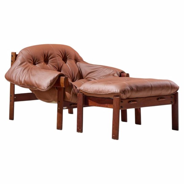 percival lafer mp41 mid century brazilian leather lounge chair and ottoman