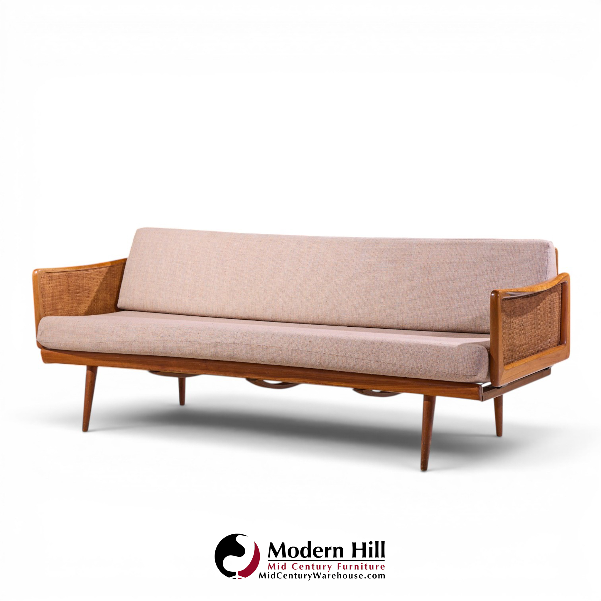 peter hvidt and orla mølgaard nielsen mid century teak and cane daybed