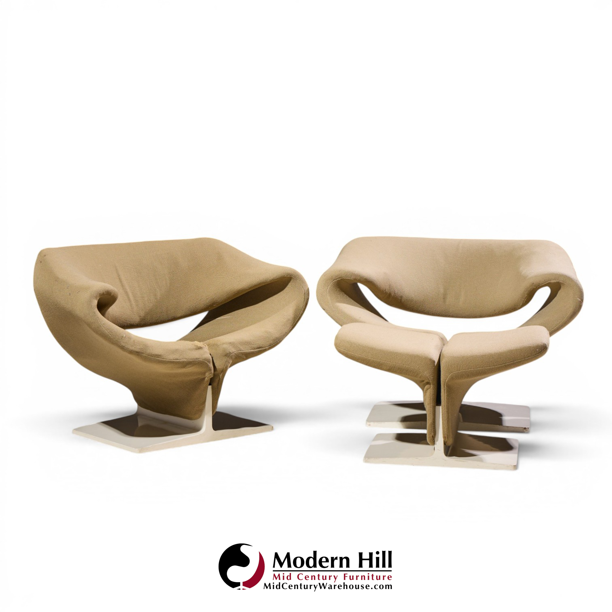 pierre paulin for artifort mid century ribbon chairs with ottoman