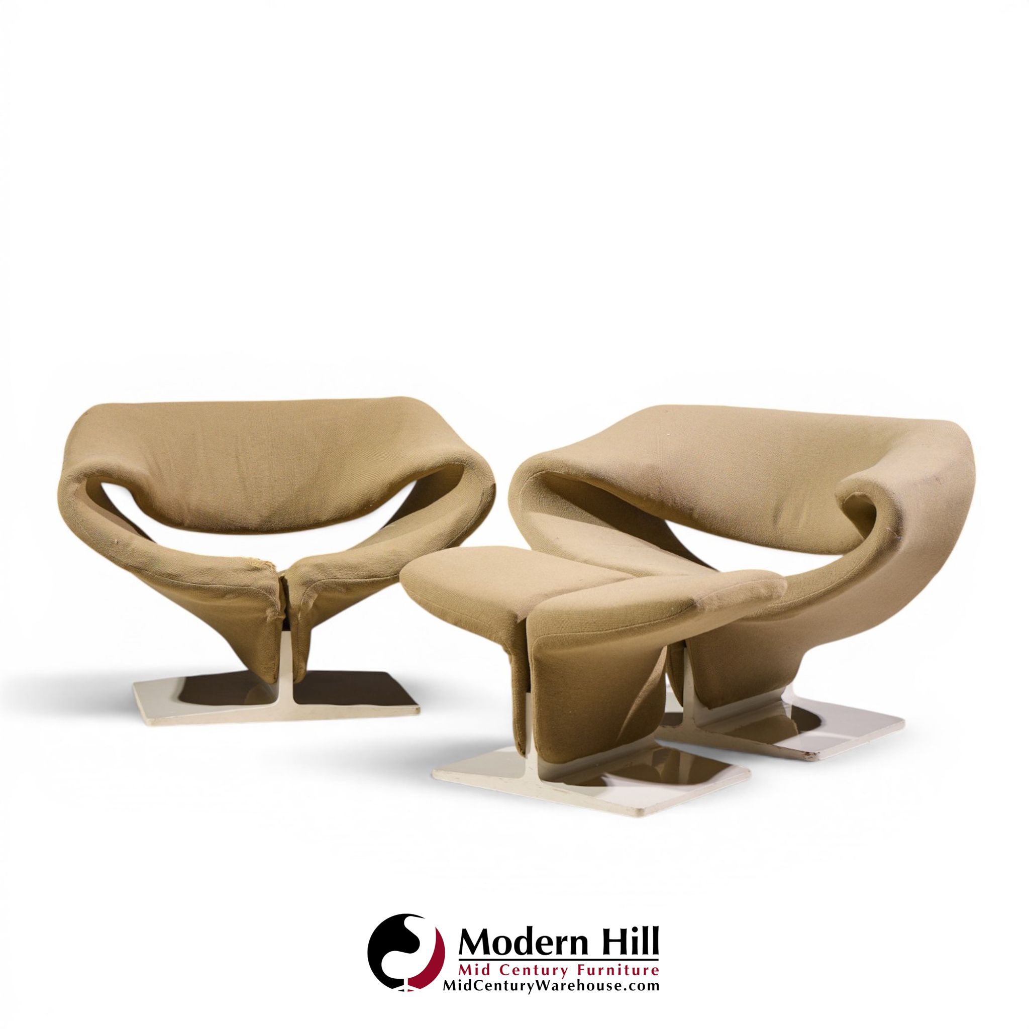 pierre paulin for artifort mid century ribbon chairs with ottoman