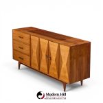 ramseur harlequin mid century walnut credenza and hutch