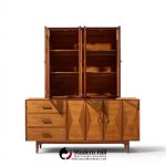 ramseur harlequin mid century walnut credenza and hutch