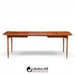 ramseur mid century walnut expanding dining table with 3 leaves