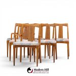 ramseur mid century walnut and cane dining chairs - set of 6