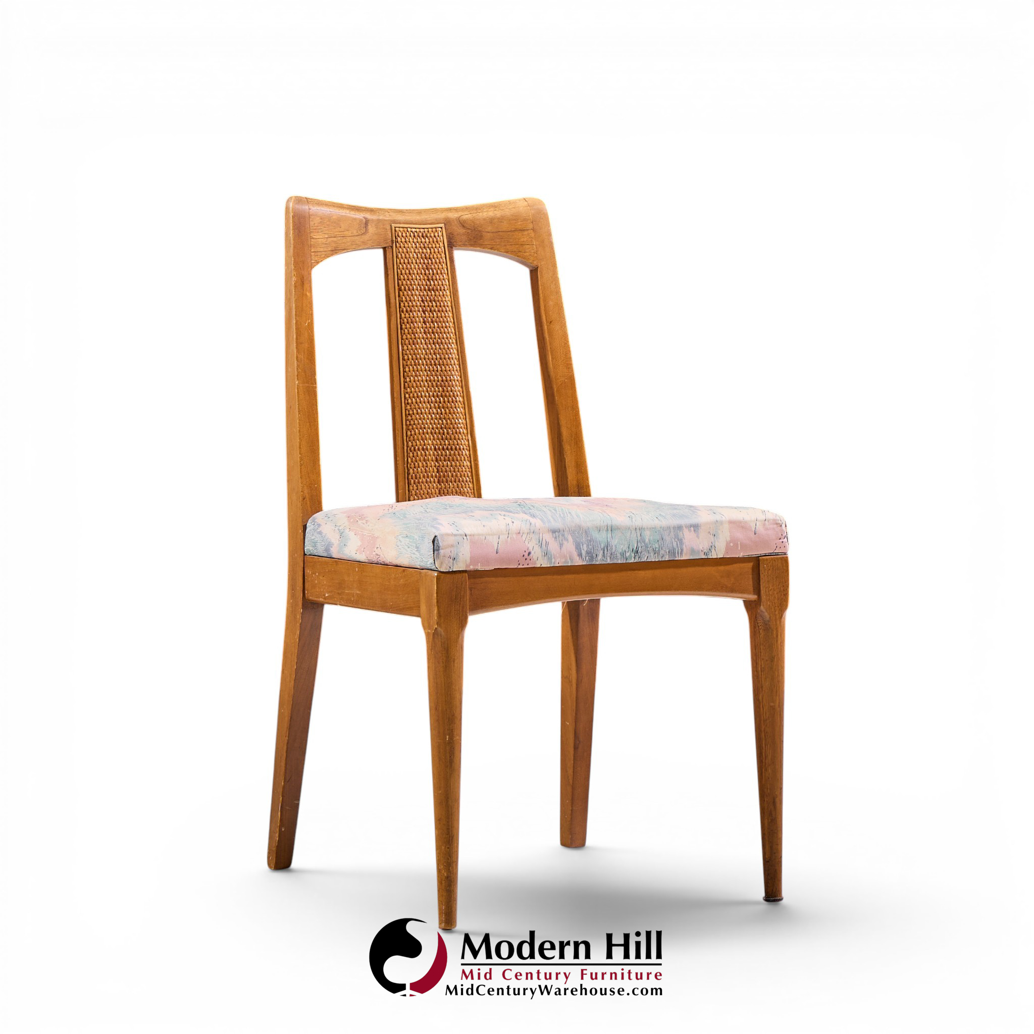 ramseur mid century walnut and cane dining chairs - set of 6