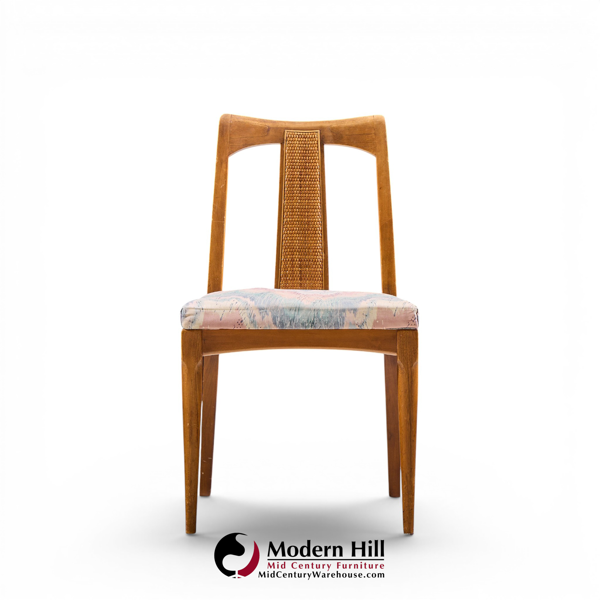 ramseur mid century walnut and cane dining chairs - set of 6