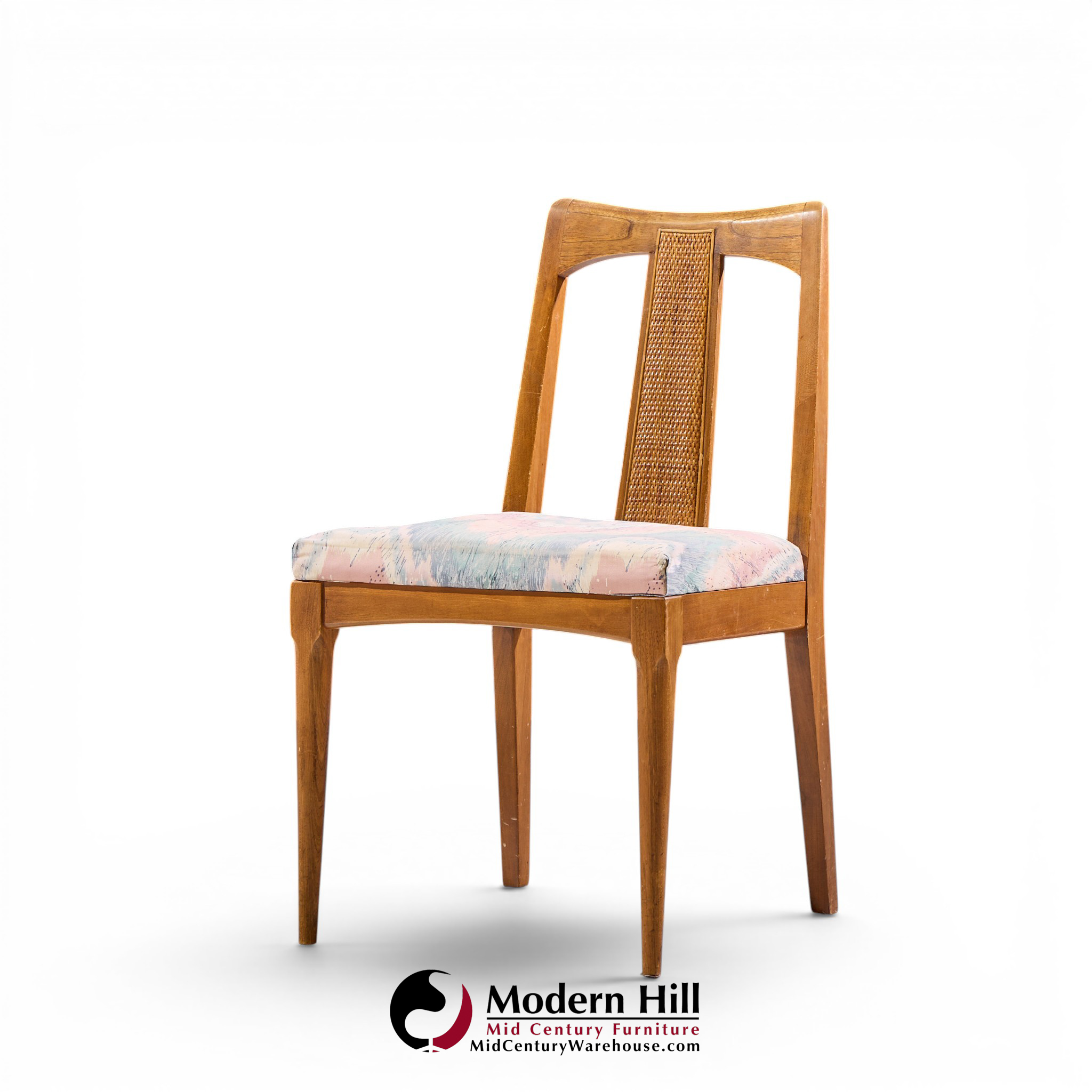 ramseur mid century walnut and cane dining chairs - set of 6