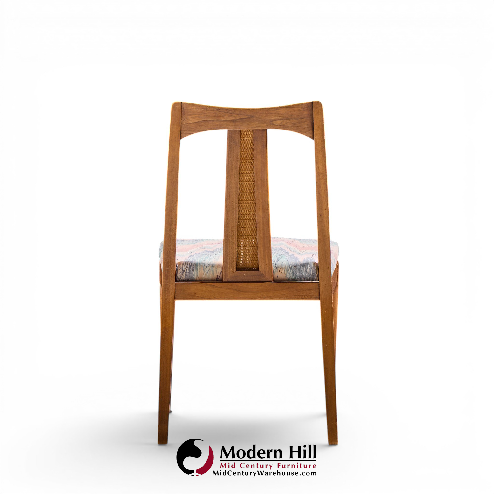 ramseur mid century walnut and cane dining chairs - set of 6