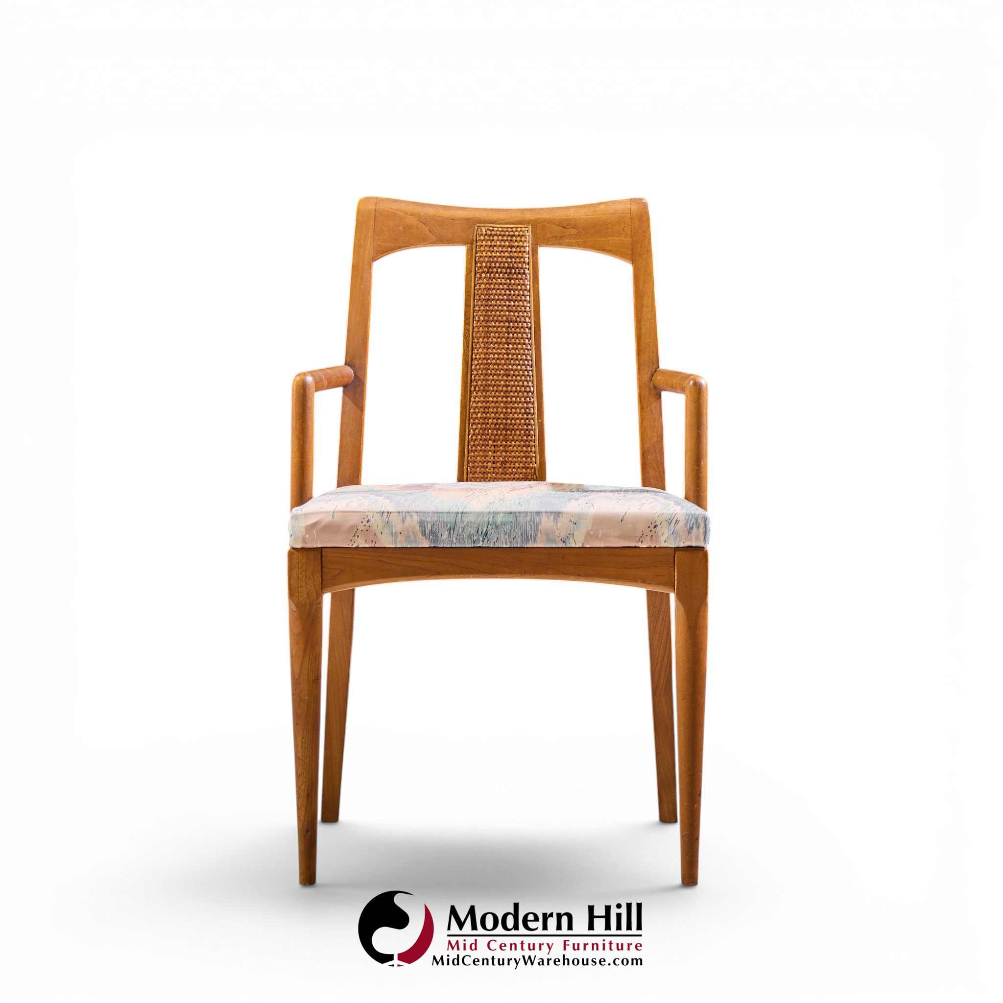 ramseur mid century walnut and cane dining chairs - set of 6