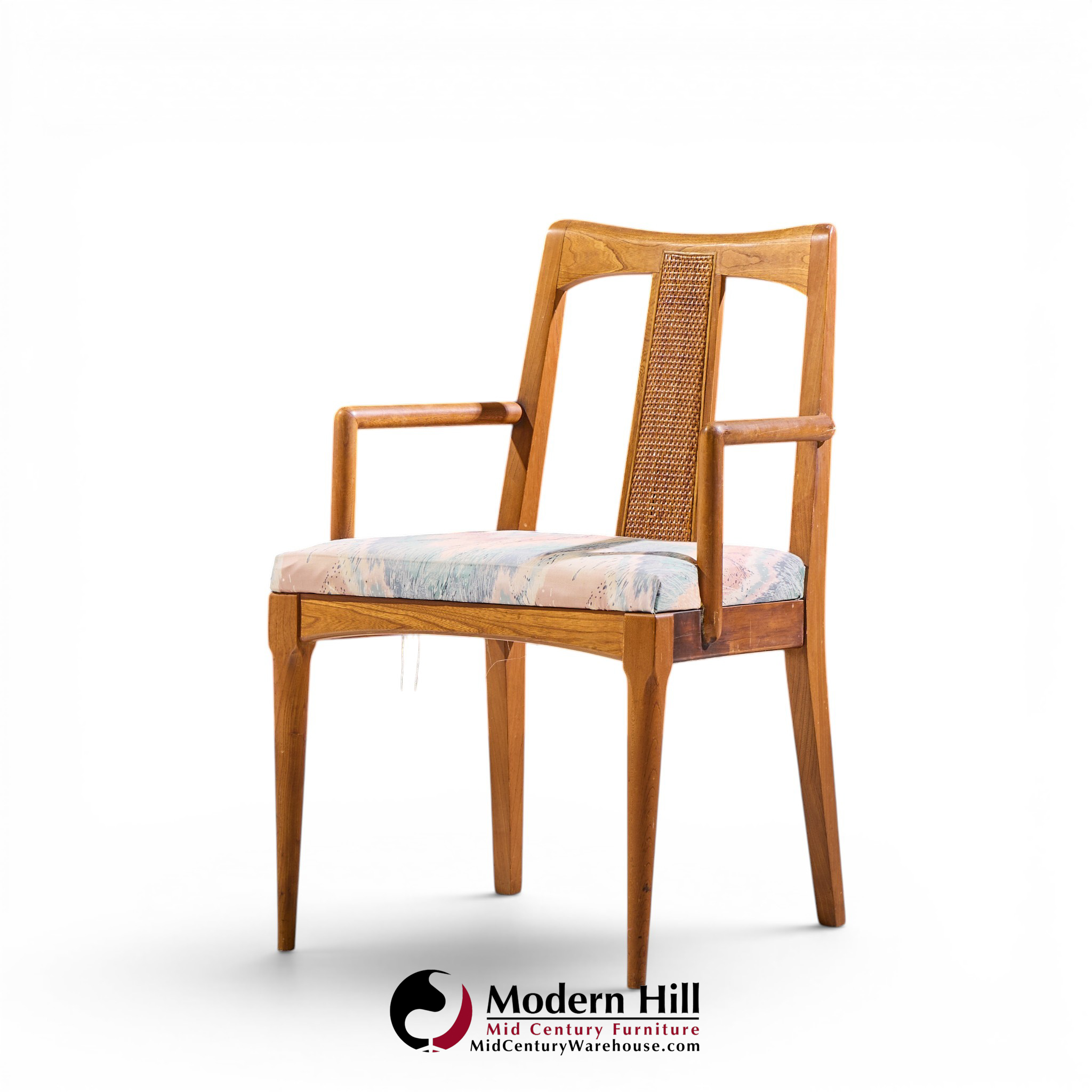 ramseur mid century walnut and cane dining chairs - set of 6