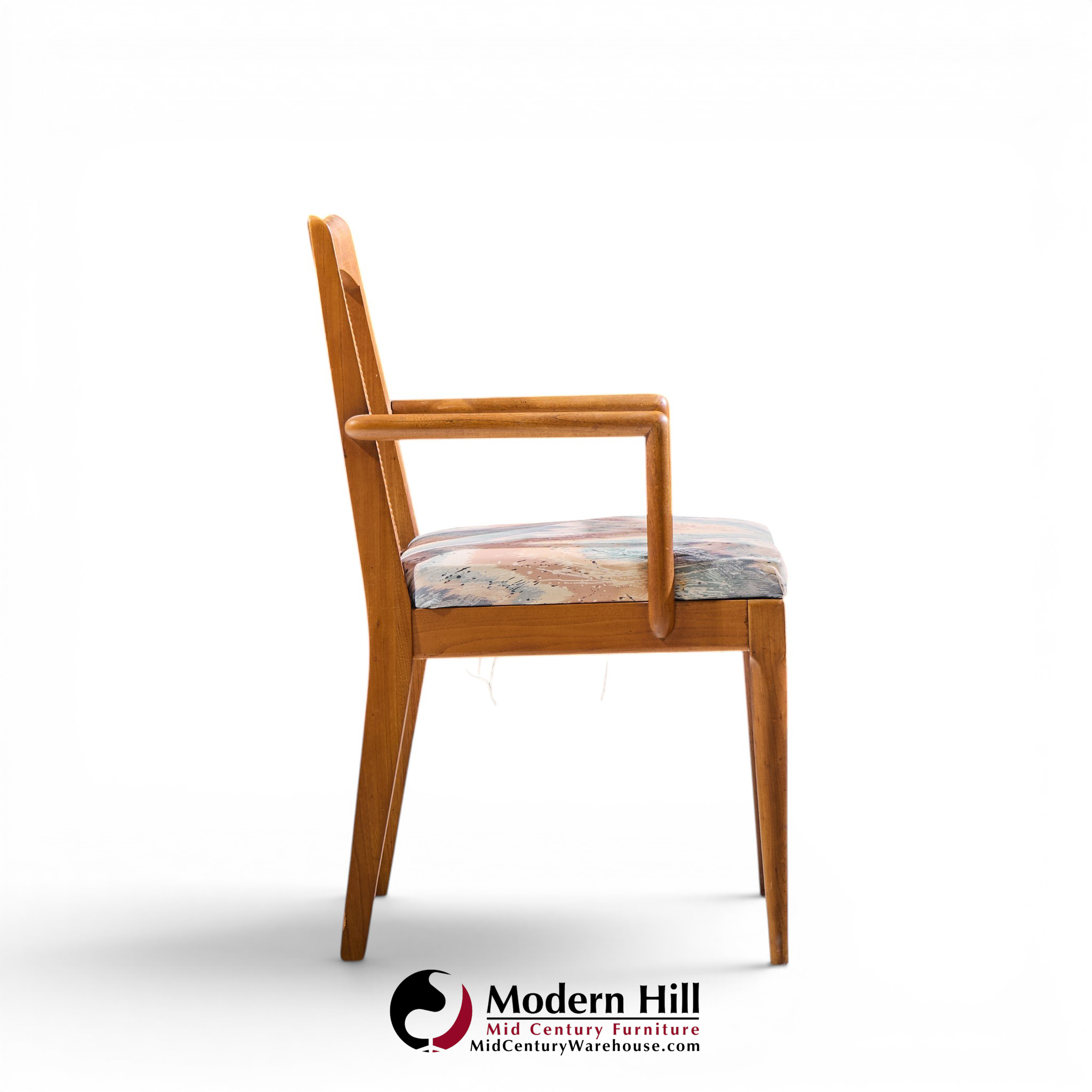 ramseur mid century walnut and cane dining chairs - set of 6