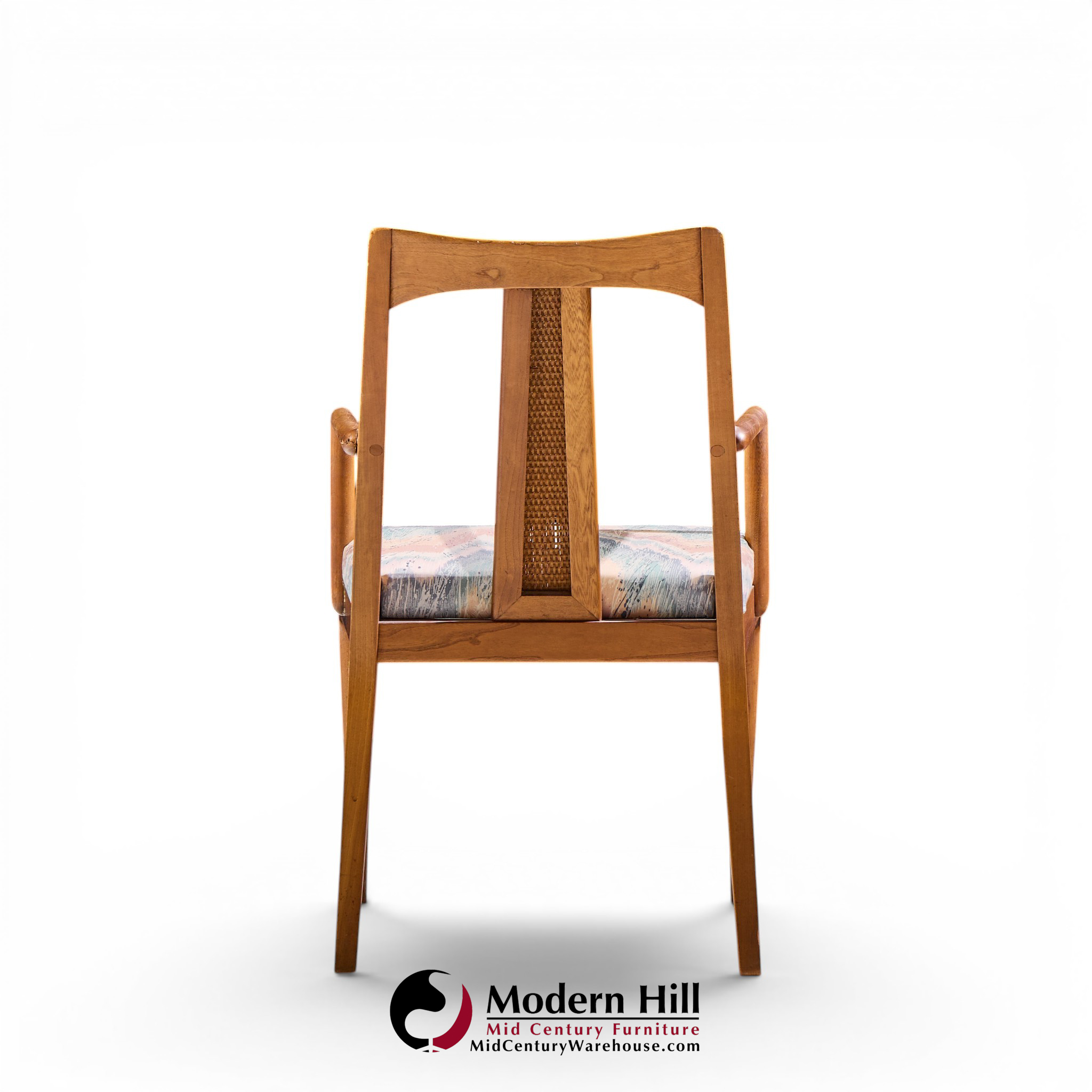 ramseur mid century walnut and cane dining chairs - set of 6