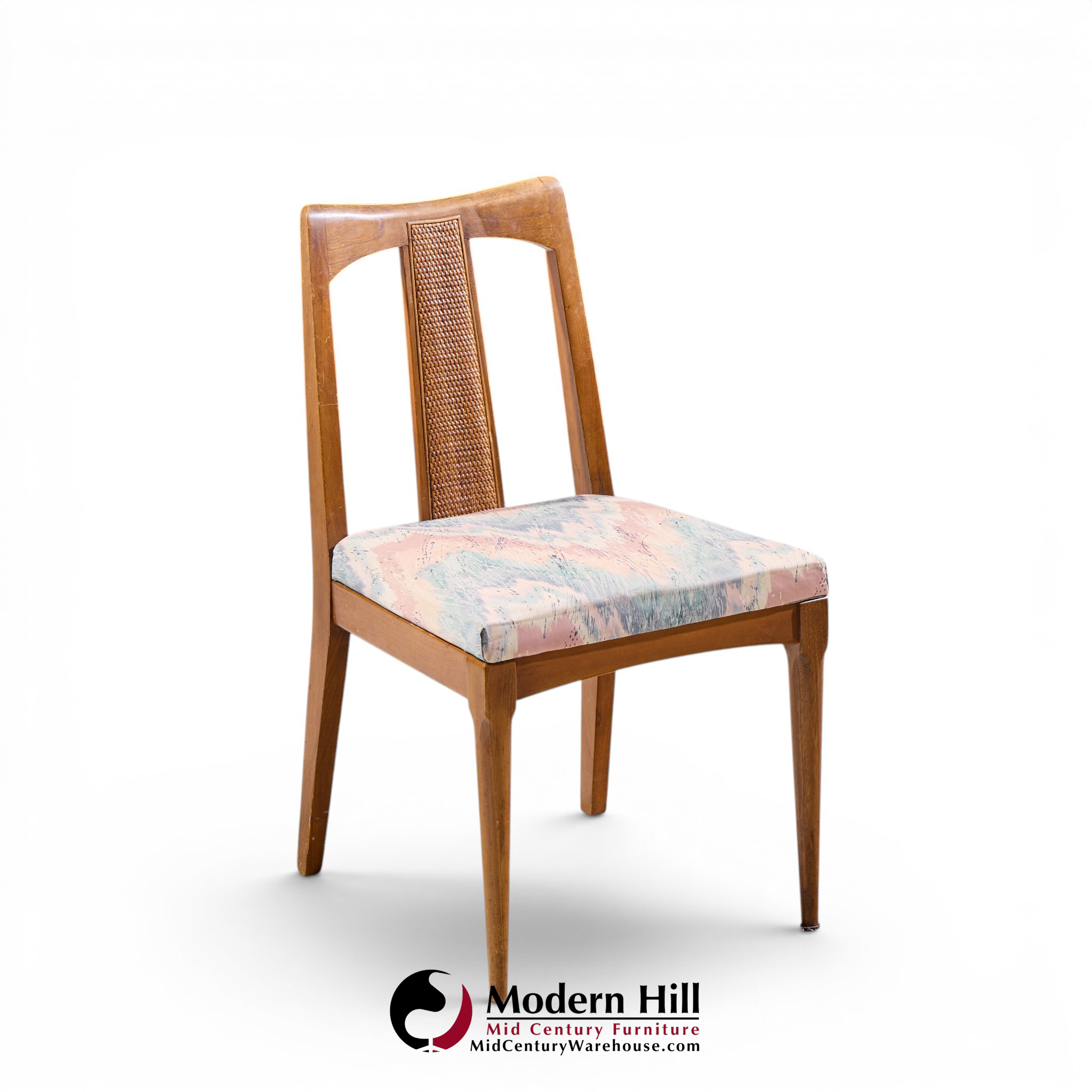 ramseur mid century walnut and cane dining chairs - set of 6
