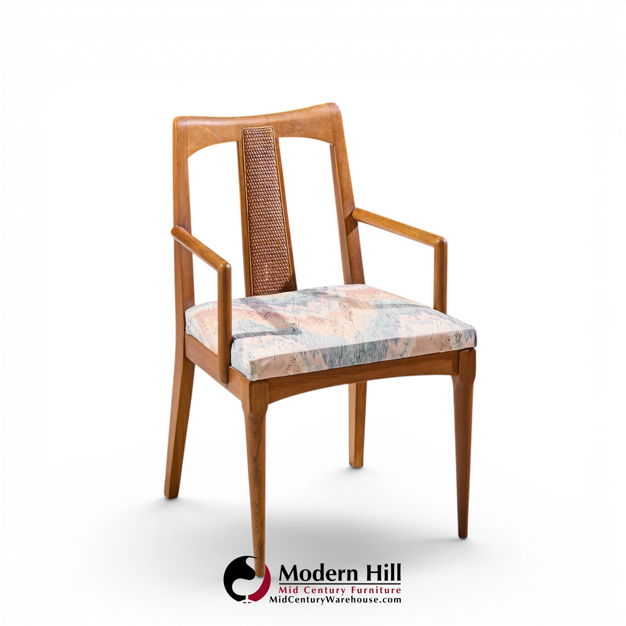 ramseur mid century walnut and cane dining chairs - set of 6