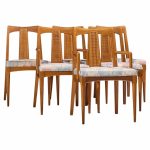 ramseur mid century walnut and cane dining chairs - set of 6