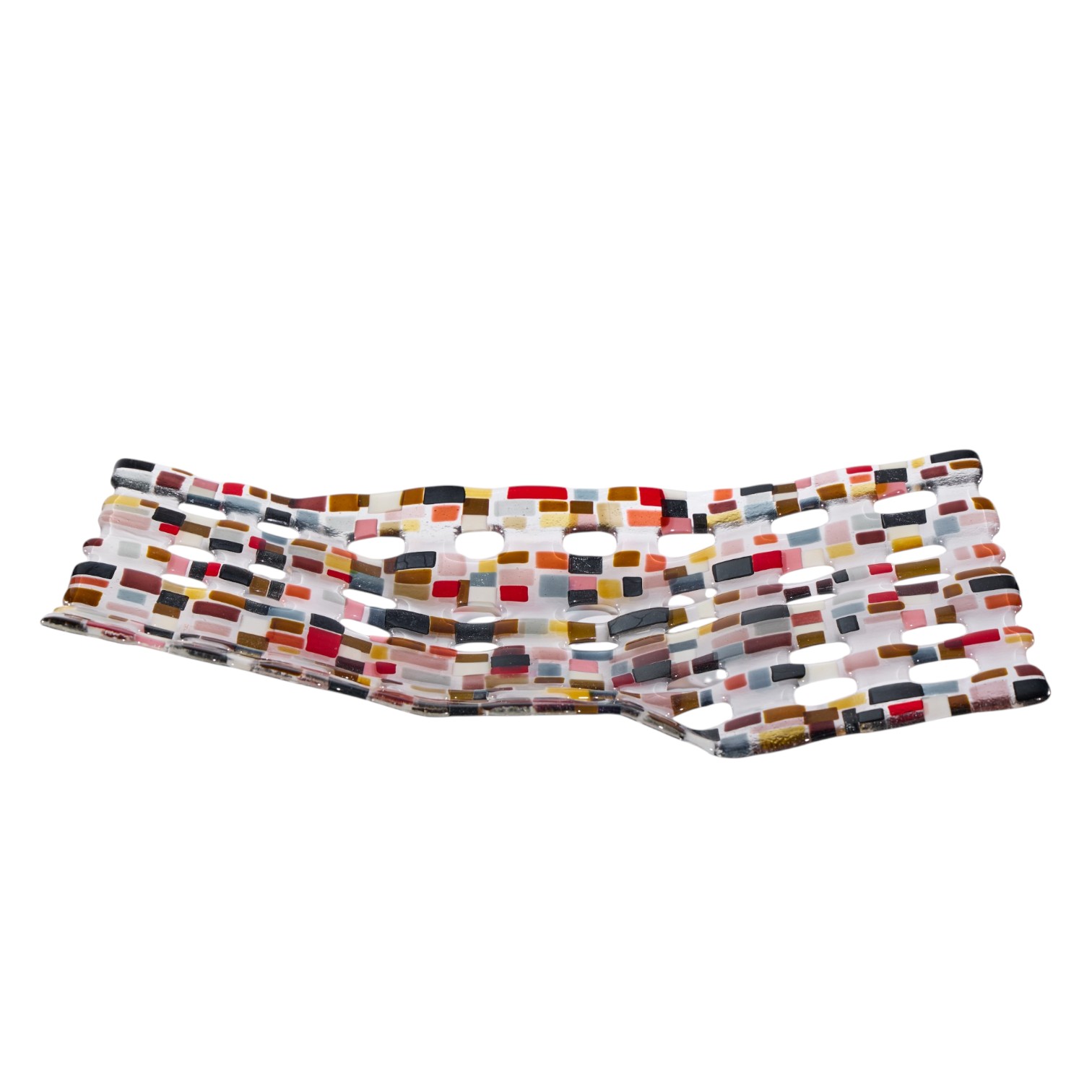 renato foti large fused art glass tray