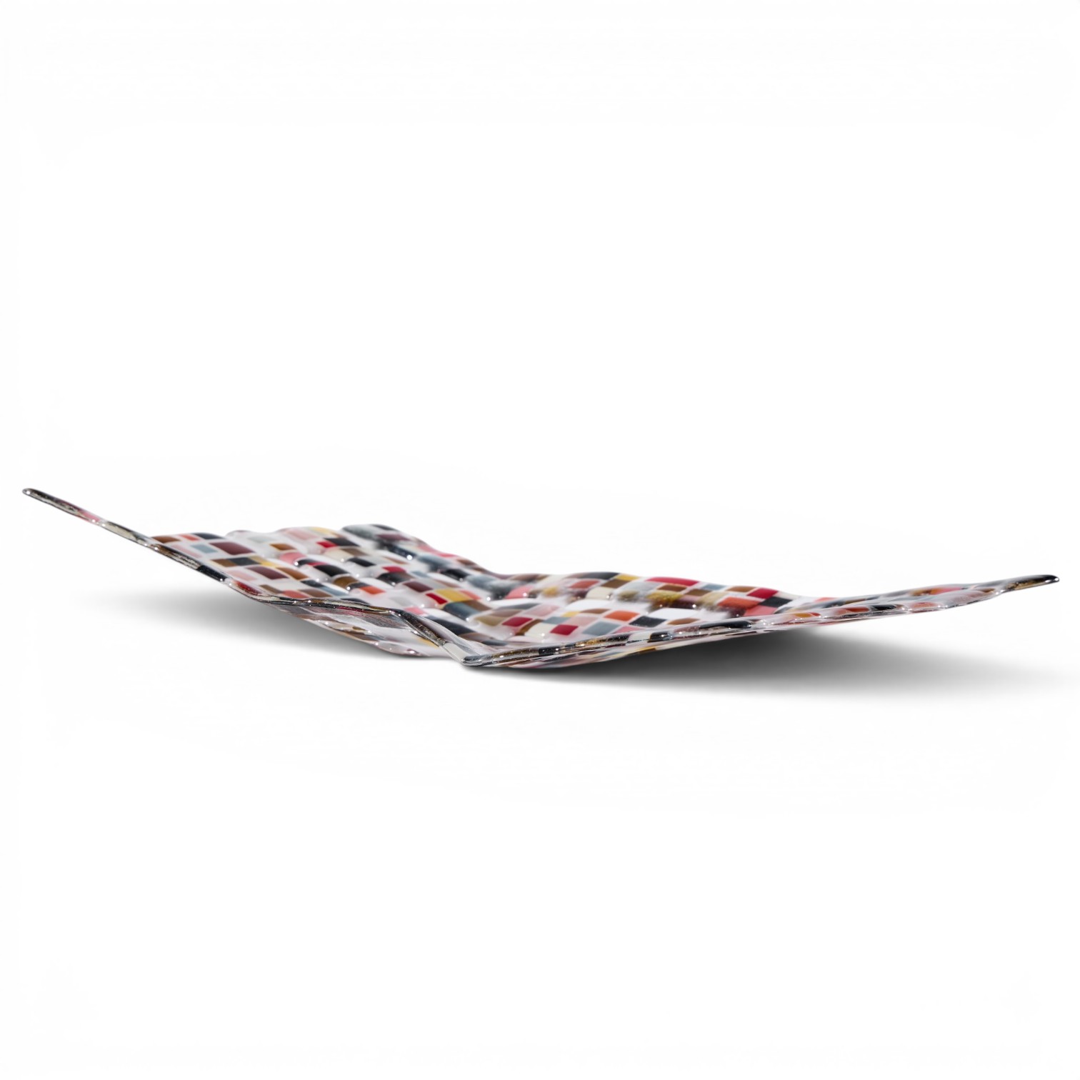 renato foti large fused art glass tray