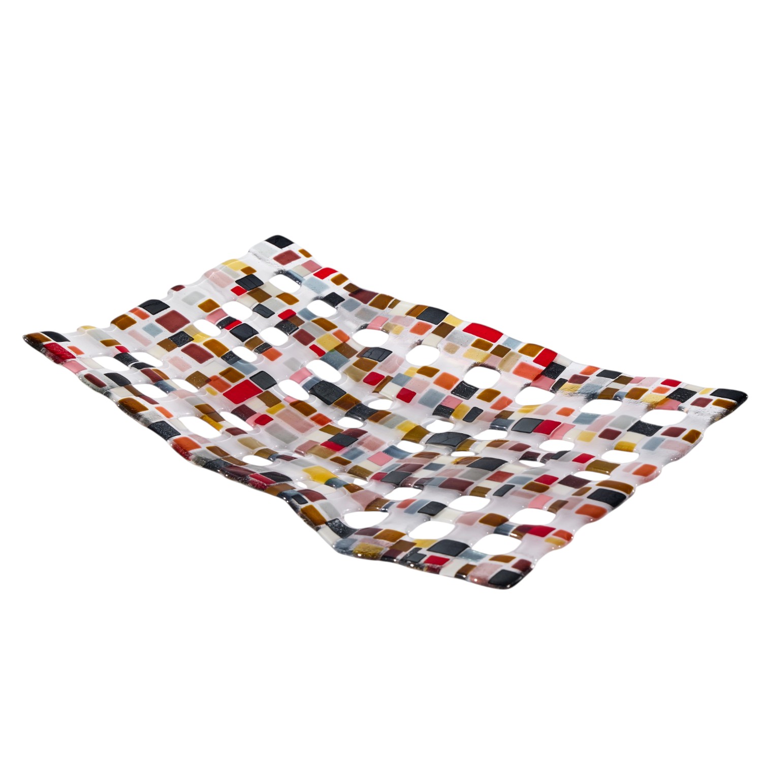 renato foti large fused art glass tray