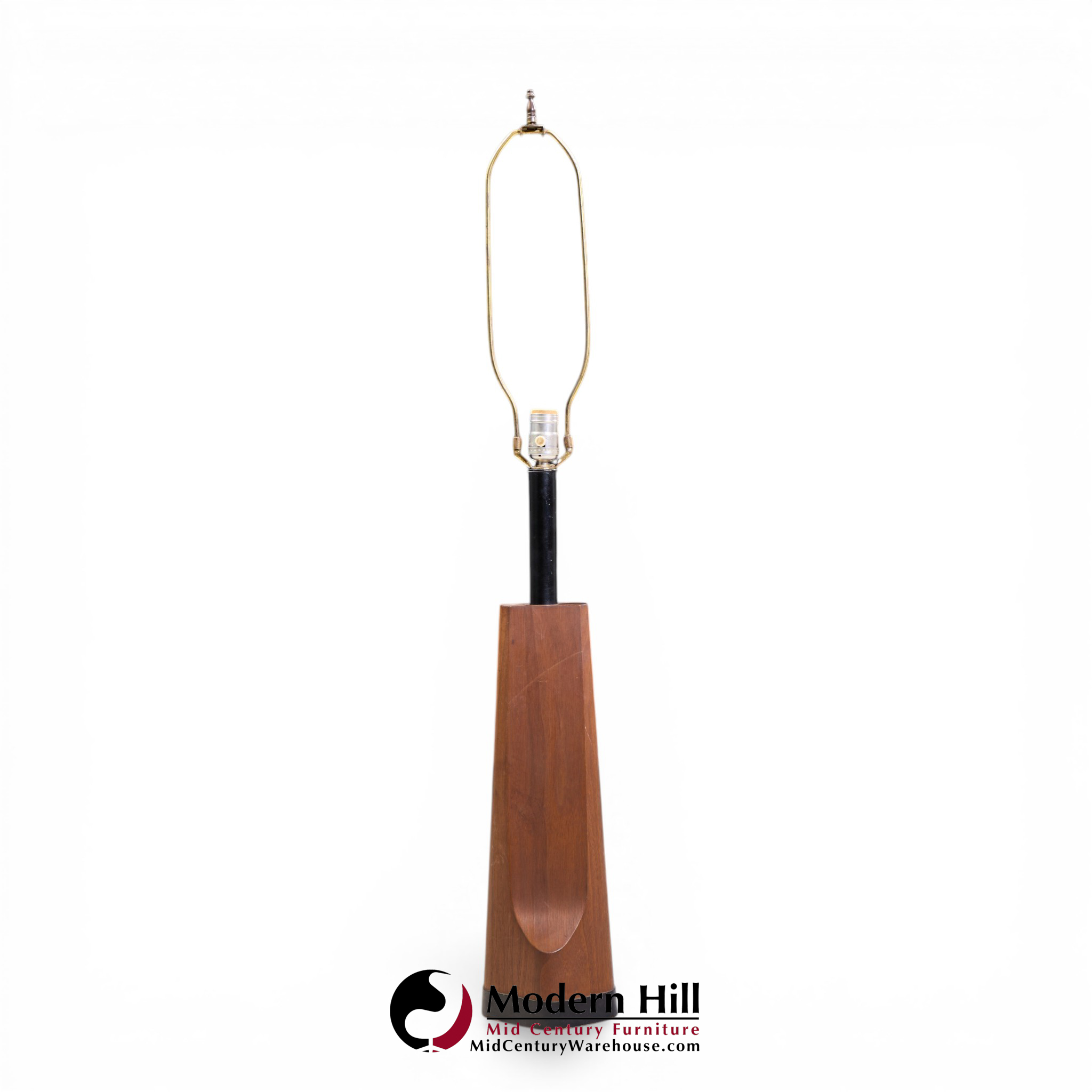 richard barr for laurel mid century walnut table lamps - pair