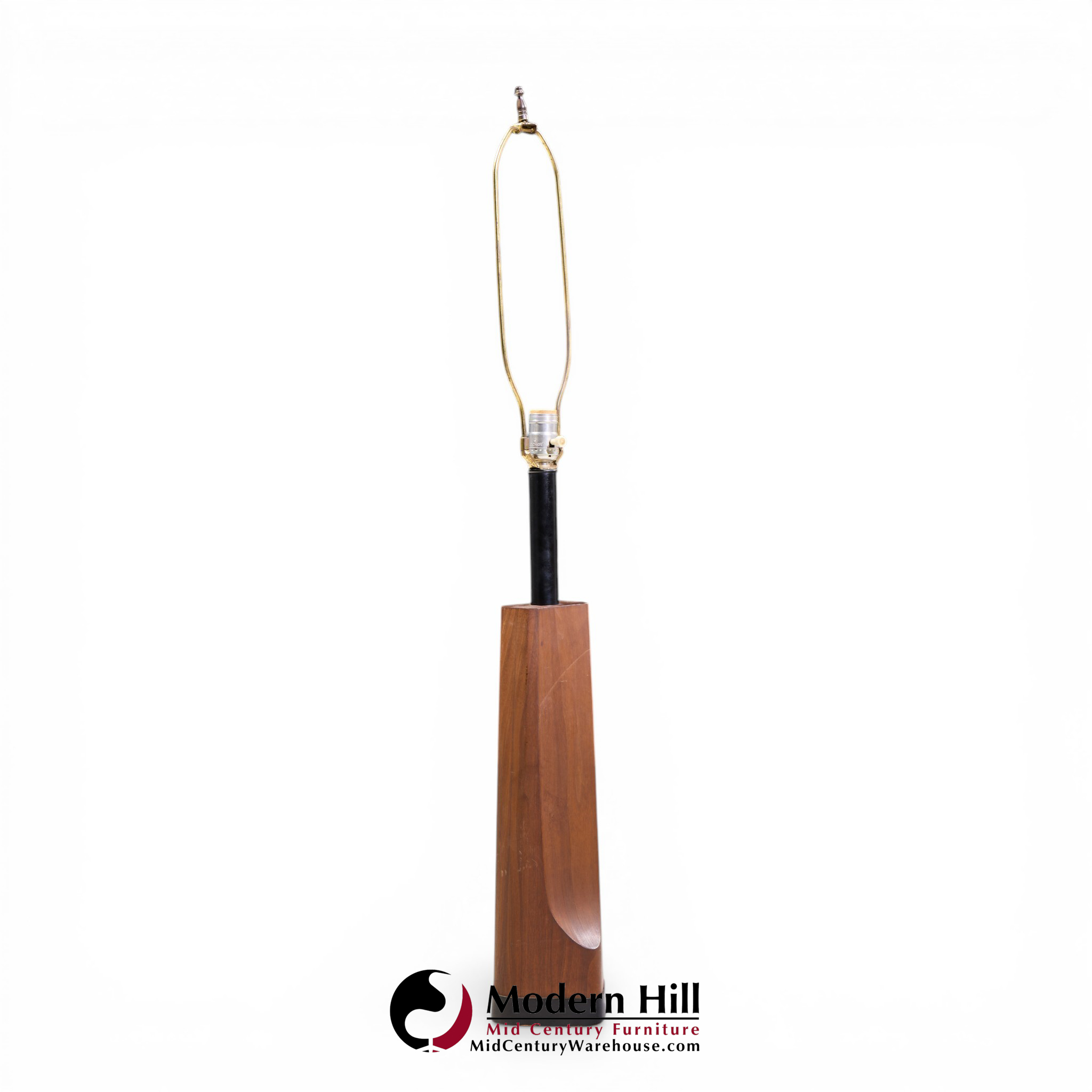 richard barr for laurel mid century walnut table lamps - pair