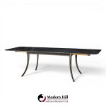 robsjohn gibbings for widdicomb mid century ebonized expanding saber leg dining table with 2 leaves