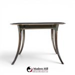 robsjohn gibbings for widdicomb mid century ebonized expanding saber leg dining table with 2 leaves