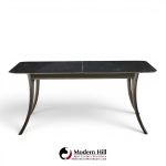 robsjohn gibbings for widdicomb mid century ebonized expanding saber leg dining table with 2 leaves