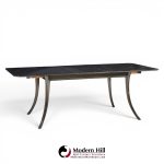 robsjohn gibbings for widdicomb mid century ebonized expanding saber leg dining table with 2 leaves