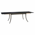 robsjohn gibbings for widdicomb mid century ebonized expanding saber leg dining table with 2 leaves