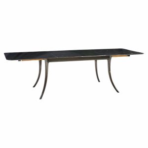 robsjohn gibbings for widdicomb mid century ebonized expanding saber leg dining table with 2 leaves