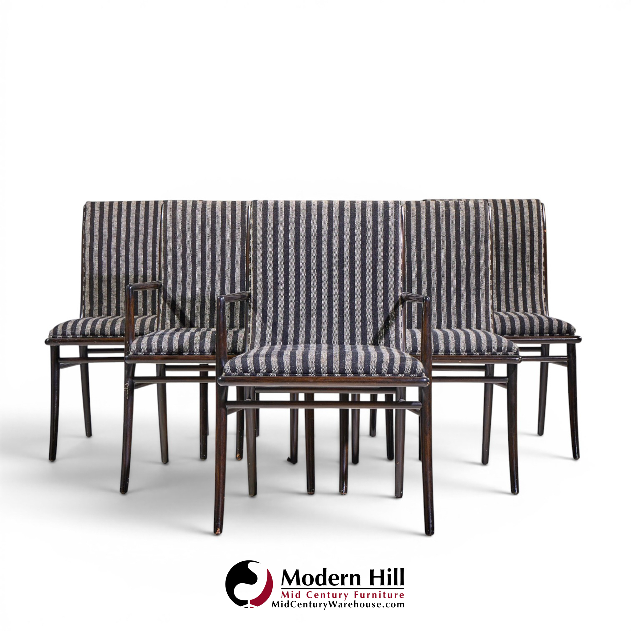 robsjohn gibbings for widdicomb mid century ebonized walnut dining chairs - set of 6