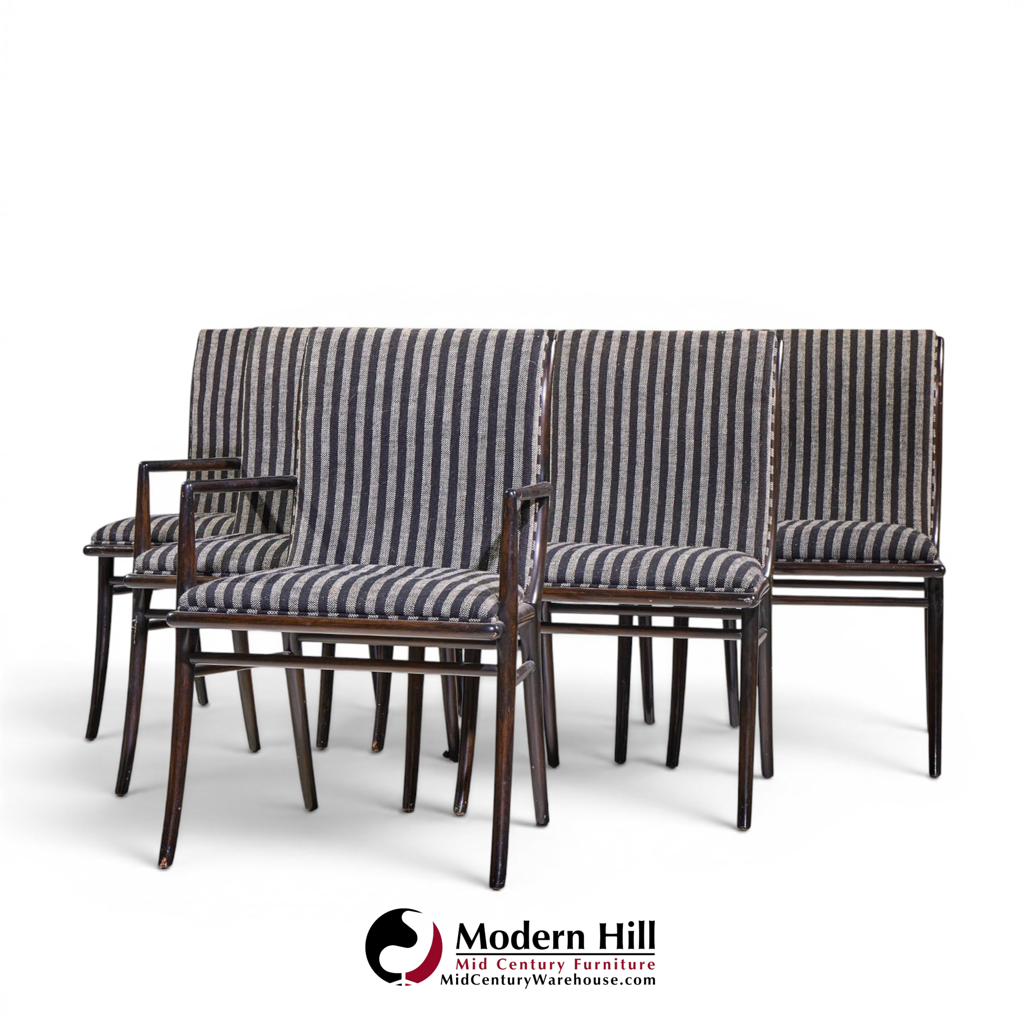 robsjohn gibbings for widdicomb mid century ebonized walnut dining chairs - set of 6