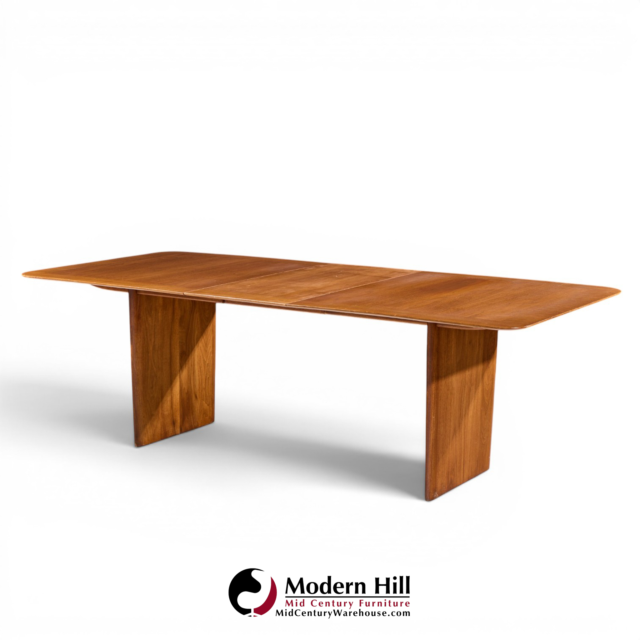 robsjohn gibbings for widdicomb mid century walnut expanding dining table with 2 leaves