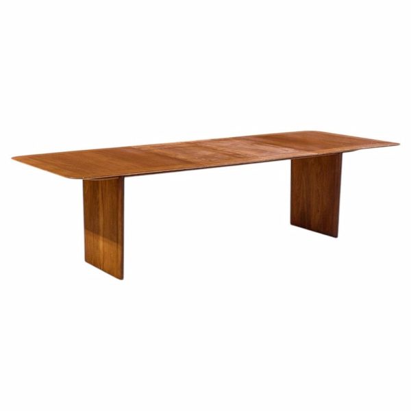 robsjohn gibbings for widdicomb mid century walnut expanding dining table with 2 leaves