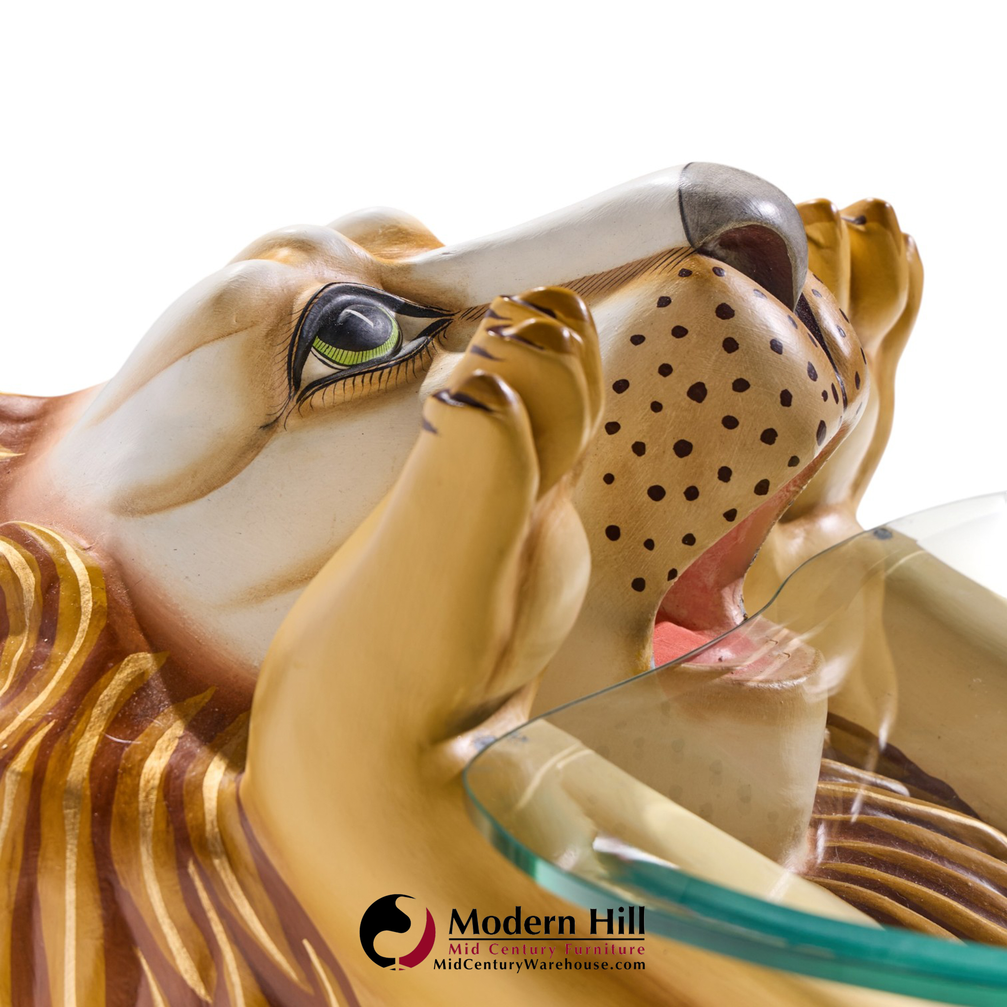 sergio bustamante style sermel mid century tonalá papier-mâché lion coffee table