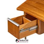 stow davis mid century walnut boomerang executive desk