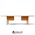 stow davis mid century walnut boomerang executive desk