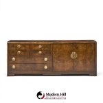 thomasville mid century burlwood and brass credenza