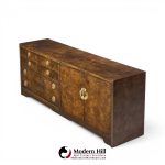 thomasville mid century burlwood and brass credenza