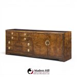 thomasville mid century burlwood and brass credenza