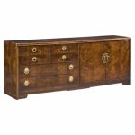 thomasville mid century burlwood and brass credenza