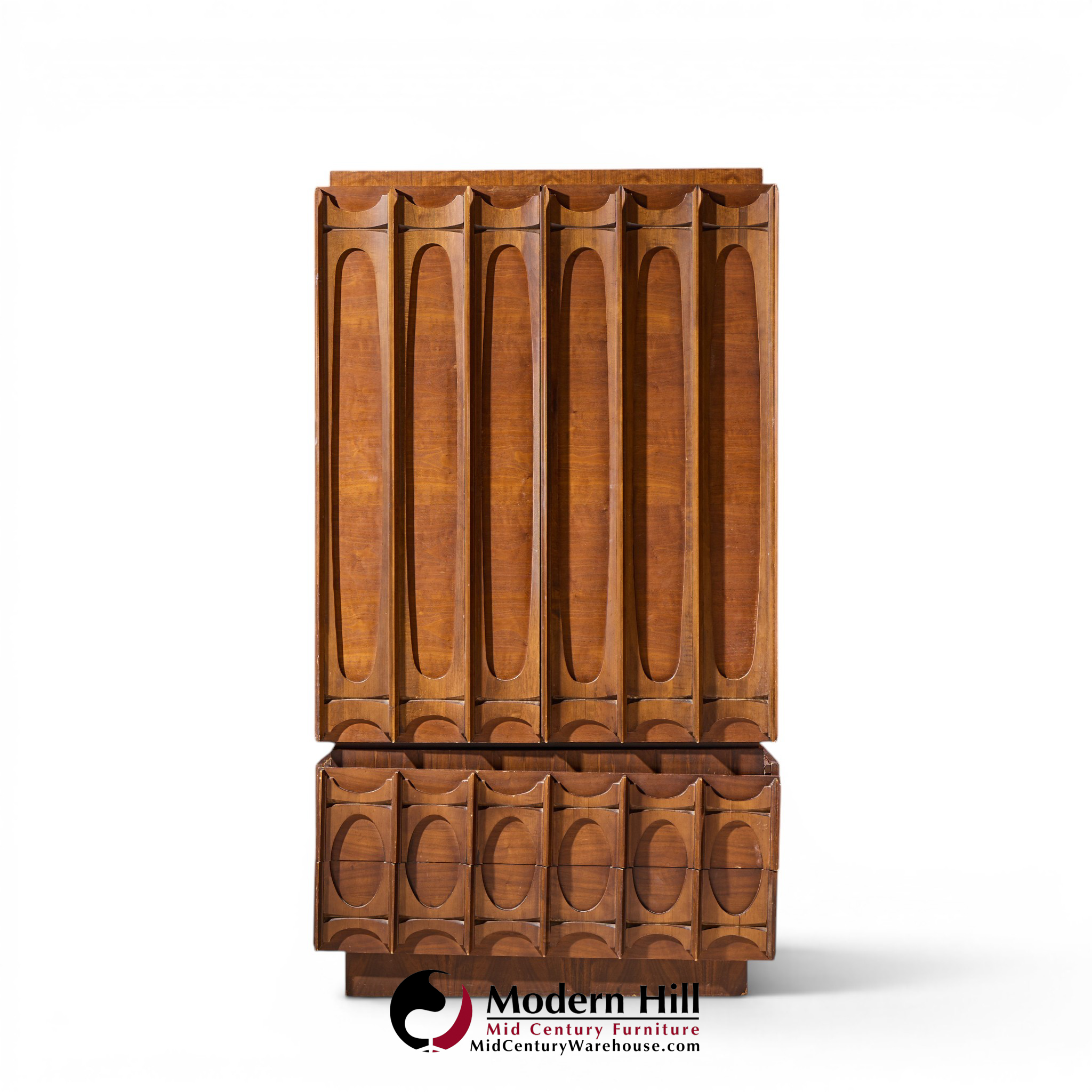 tobago brutalist mid century walnut armoire dresser