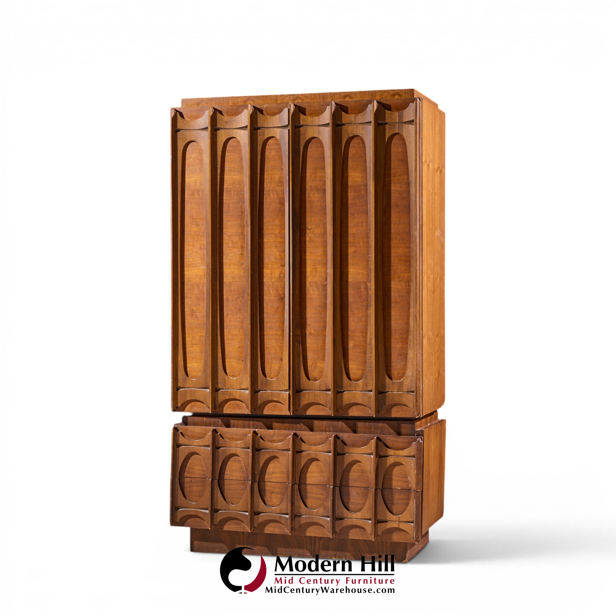 tobago brutalist mid century walnut armoire dresser